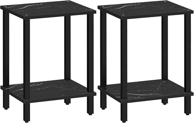 TUTOTAK End Table, Set of 2, Side Table, Nightstand, 2-Tier Storage Shelf, Sofa Table for Small Space, Living Room, Bed Room TB01BMK035