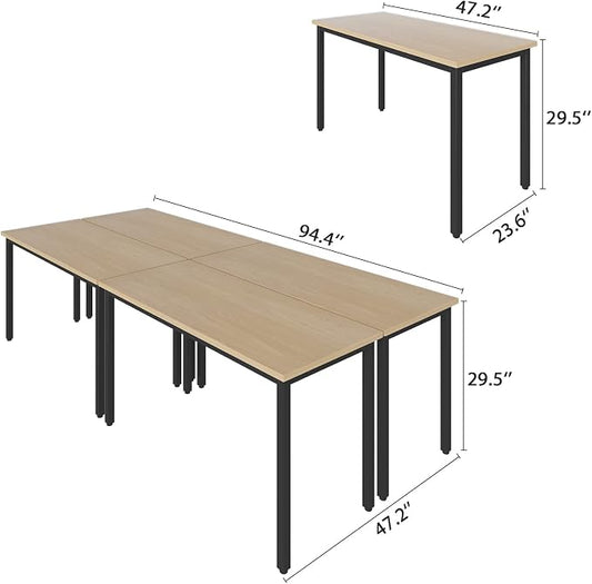 Bonzy Home 4PCS Conference Tables 8FT Computer Desk Study Writing Podcast Table for Meeting Room Conference Room for 10 People, 94.4"x47.2"x29.5", Natural
