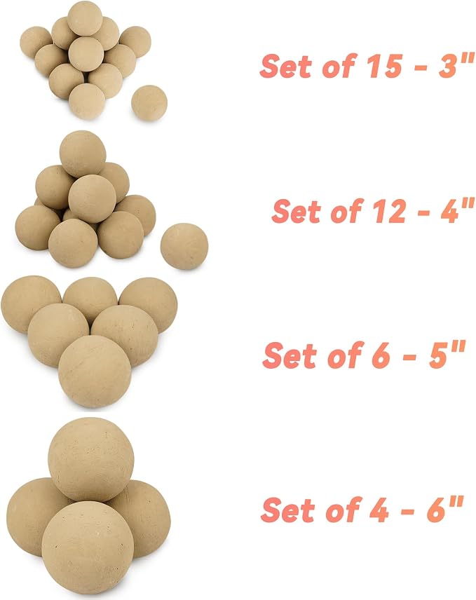 Skyflame 6" Ceramic Fireplace Balls, Beige Round Fire Stones Reusable Fire Pit Balls for Indoor and Outdoor Fire Pits or Fireplaces Accessory - Set of 4