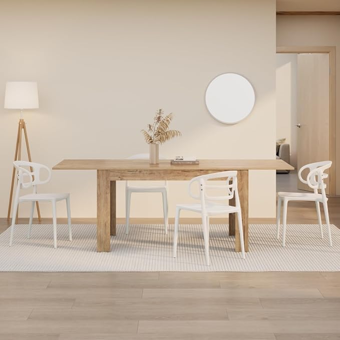 Mobili Fiver, Easy, Extendable Dining Table, 55,1(86,6) x35,4 in, Oak, for 6-8 People, Expandable Dining Table for Kitchen, Italian Furniture