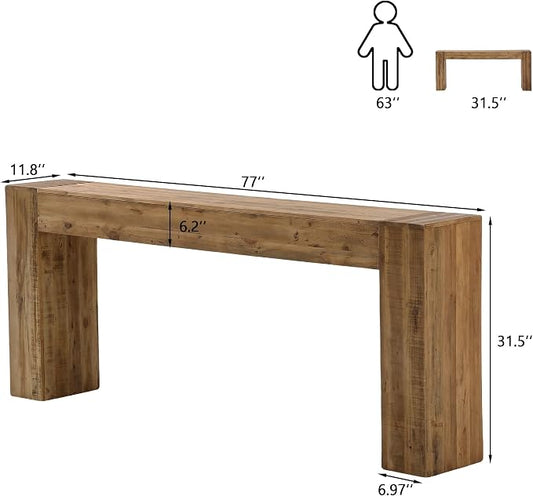 77" Reclaimed Solid Wood Console Table for Entryway, Extra Long Rectangular Sofa Table Behind Couch, Modern Farmhouse Hallway Entry Table for Living Room, Hallway, Foyer, 20 Mins Easy Assembly