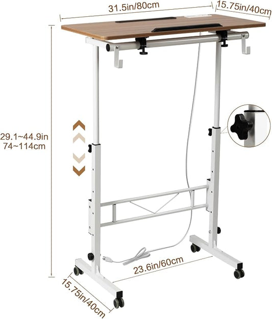SIDUCAL Standing Desk Height Adjustable with Tiltable Tabletop, Vintage Oak