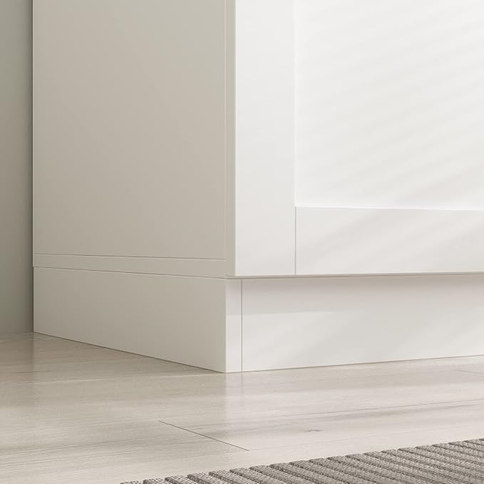 AIEGLE 3 Doors Wardrobe Armoire Closet, Large Freestanding Armoire Wardrobe Cabinet with Shelves & Hanging Rod, Bedroom Wood Clothes Storage Cabinet Organizer, White 47.2" Wide Type A