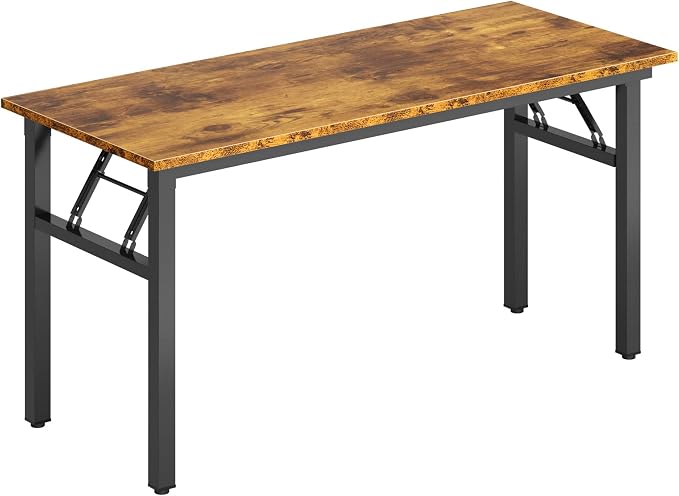 DlandHome Computer Desk, 59.8Inch Office Desk Computer Table, Study Writing Study Desk for Home Office, Retro + Black Leg