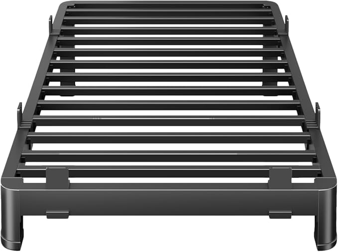 MAF 6 Inch Twin Metal Platform Bed Frame with Anti-Collision Round Legs, Black 3500 Lbs Heavy Duty Bed Frame Steel Slats Support, No Box Spring Needed, Easy Assembly