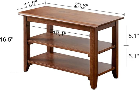 XKZG Shoe Rack Bench Wooden Shoe Storage Bench Rustic Solid Wood Entryway Bench (Brown,23.6")