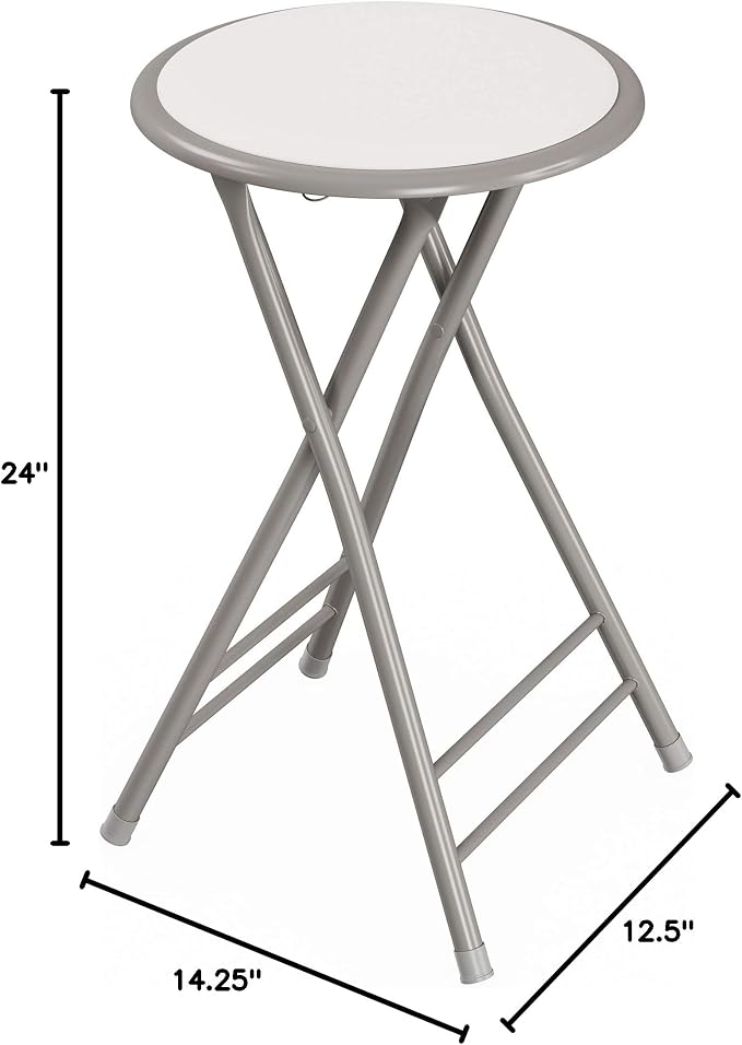 Lavish Home Folding Stool - Set of 4 Counter Height Bar Stools – 24-Inch Backless Folding Chairs with 225lb Capacity for Kitchen, Rec Room, or Game Room (White)