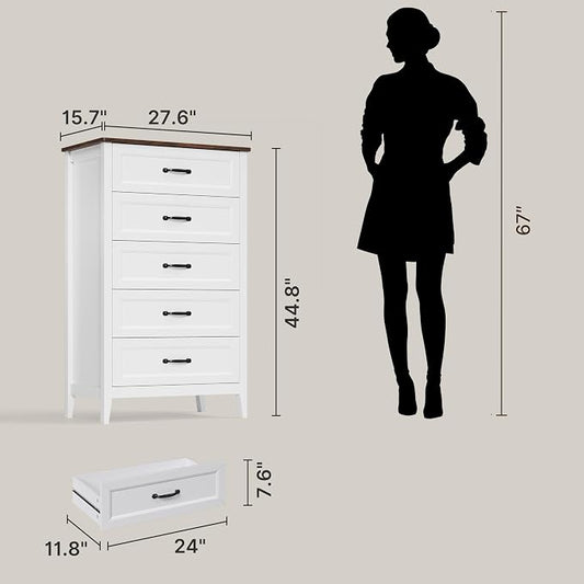 Gizoon 2-Piece Bedroom Furniture Set – Includes 5 Drawer Dresser and 6 Drawer Dresser, Chest of Drawers, Bedroom Set, Grate Gift for Yourself and Your Loved Ones, Ideal for Any Bedroom, Living Room