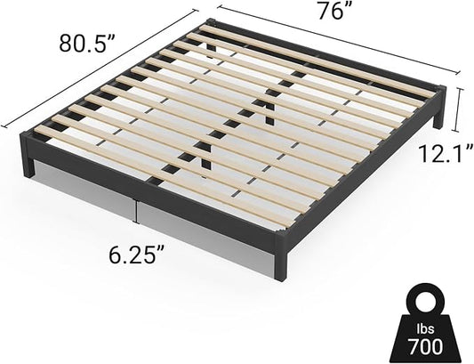 LIFEMENT King Bed Frame Signature Wood Platform, Noise Free, Under Bed Storage, No Box Spring Needed, Easy Assembly, Black