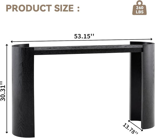 LKTART 53" Black Console Table for Entryway, Couch Tables Behind Sofa, Space-Saving Wooden Entry Foyer Hallway Table, Modern Console Sofa Tables for Hallway Organization