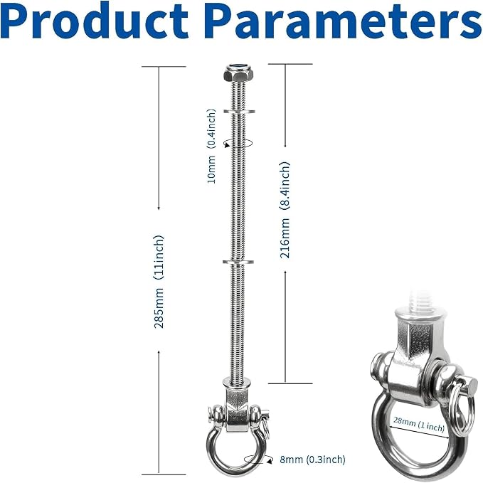 Stainless Steel 304 Swing Hangers with Bearings, Set of 2, Heavy Duty Screw Brackets for Hanging Chairs, Swings, Punching Bag, 1500LB Capacity