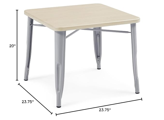 Delta Children Bistro Kids Play Table - Ideal for Arts & Crafts, Snack Time, Homeschooling, Homework & More, Grey Metal/Natural Birch