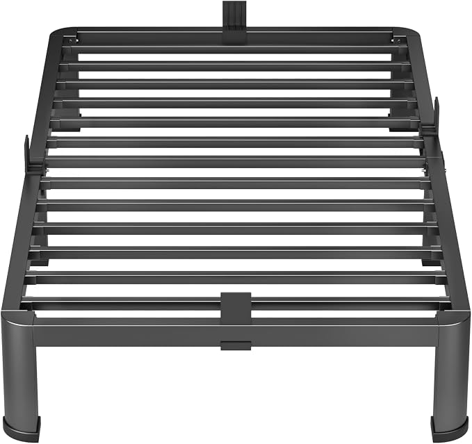 VIPSHOW 7 Inch Twin Heavy Duty 3500 lbs Bed Frame with Round-Corner Legs & Anti-Squeak Design – Quick Assembly Metal Platform, No Box Spring Needed
