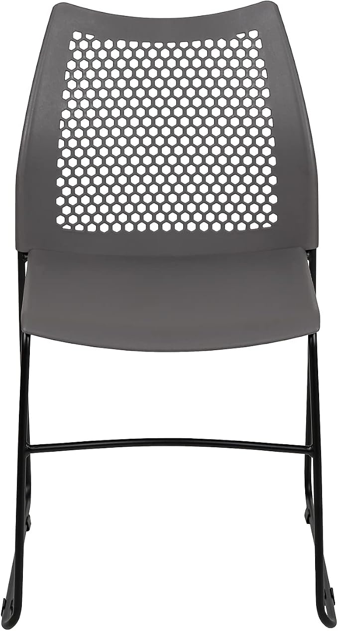Flash Furniture Hercules Series Contoured Lobby Chairs with Air-Vent Honeycomb Backs, Ergonomic Stacking Chairs for Offices, Set of 5, Gray