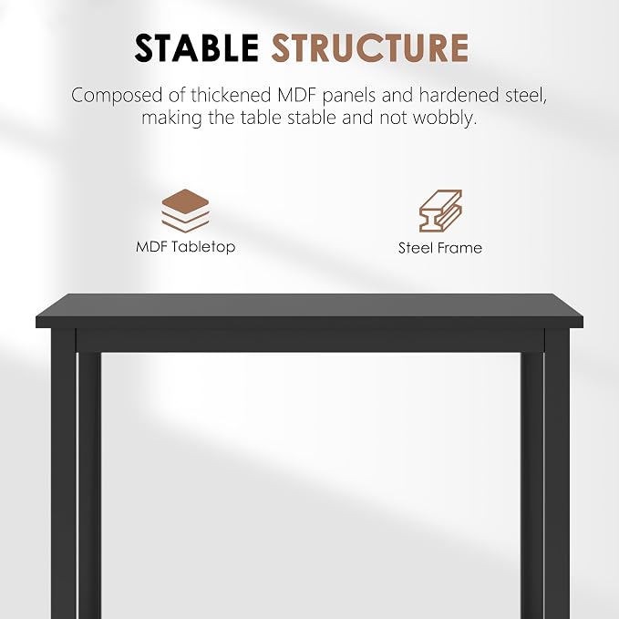 Need Small Square Dining Table- 31-1/2'' Sturdy and Heavy Duty Writing Desk for Small Spaces and Writing Table Desk Breakroom Table, Black Color