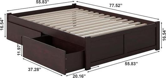 AFI, Concord Full Platform Bed with Footboard & Storage Drawers, Espresso