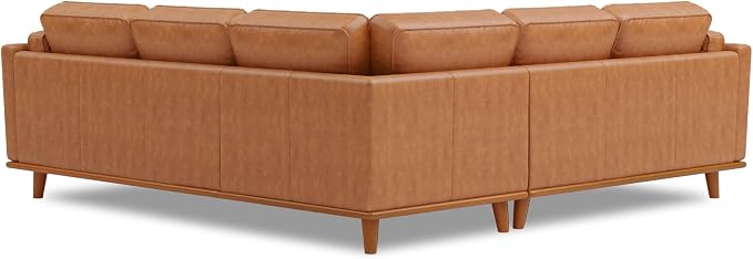 Valencia Artisan Full Leather Sofa - Pure Full Italian Nappa Leather Couch, Solid Wood Accent, Ultimate Comfort (Cognac, L-Shape Sectional)