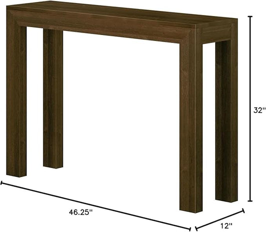 Plank+Beam Modern 46 Inch Console Table, Solid Pine Wood Entryway Table, Narrow Sofa Table for Hallway or Living Room, Walnut