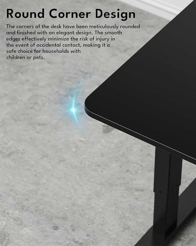 Standing Desk, Height Adjustable Electric Stand up Desk, 55 x 24 Inches Sit Stand Home Office Desk with Splice Board, Black Frame/Black Top