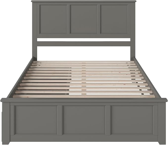 AFI, Madison King Solid Wood Platform Bed with Matching Footboard & Storage Drawers, Grey