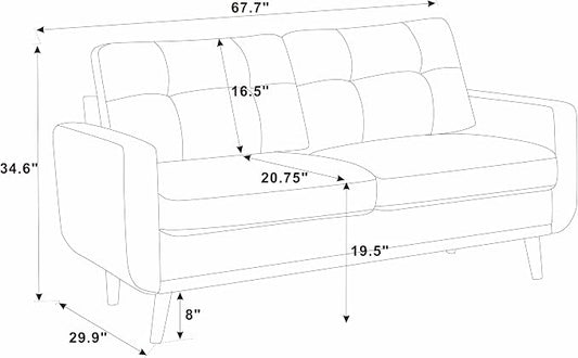 Ball & Cast 67.7" Loveseat Sofa,Mid Century Modern Love Seat Couches for Living Room,Button Tufted Upholstered Small Couch with Solid Wood Legs for Bedroom,Apartment,Office,Easy Assembly,Antique Green
