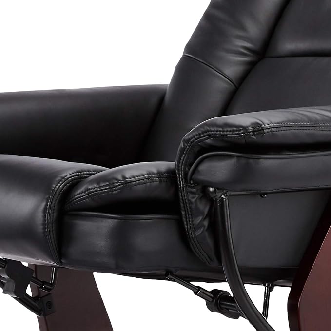 Swivel Recliner Chair with Ottoman Reclining Lounge Sofa Footrest, Set of 2 | 360°Sturdy Wood Base, Soft PU Leather, Upholstered Ultra-Plush Foam, Modern Armchair, Living Room Bedroom Office Reading Home