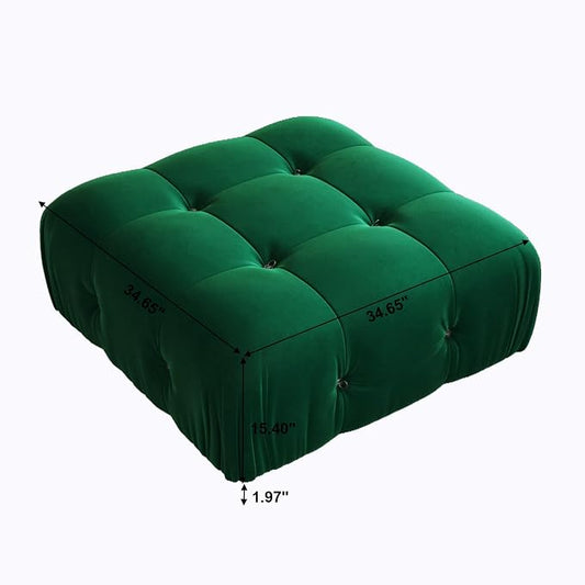 Modern Velvet Sectional Sofa, L Shape Minimalist Modular 4-Seater Sofa for Living Room Office Apartment (Ottoman/Green)
