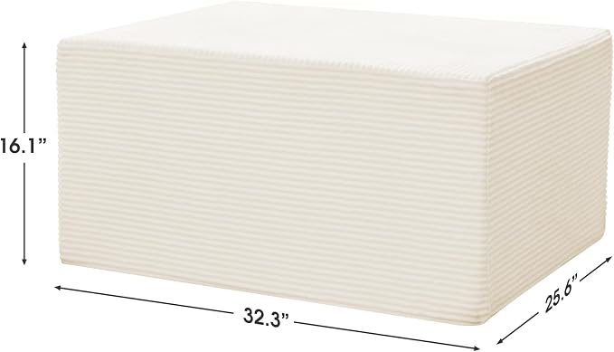 Ottoman for Cloud Sectional Boneless Couches Living Room, Modular Ottoman for Deep Seat Oversized Couch, Memory Foam Compressed Spineless Foot Rest for Bedroom Apartment Beige
