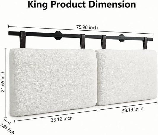 King Headboard only, Wall Mounted Headboard for Adjustable Bed, Hanging Head Board for King Size Bed Upholstered Headboard Cabeceras De Cama for Bedroom, Dorm, Guest Room, White