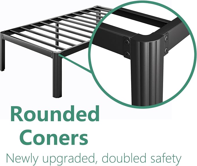 12 Inch High Twin Bed Frame No Box Spring Needed, Platform Metal Bed Frame Twin, Heavy Duty, Noise Free, Easy Assembly, Black