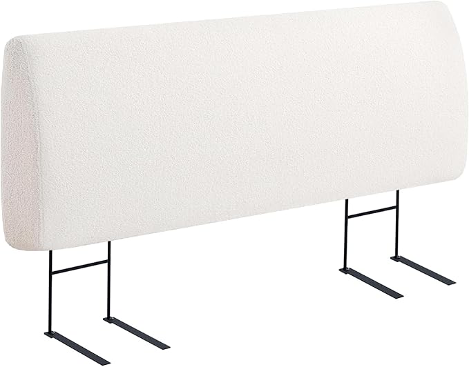 4.7" Upholstered Headboard for King Size Bed, Height Adjustable and Ergonomic Headboard, Easy Assemble, Sturdy and Durable, Teddy Velvet, Beige
