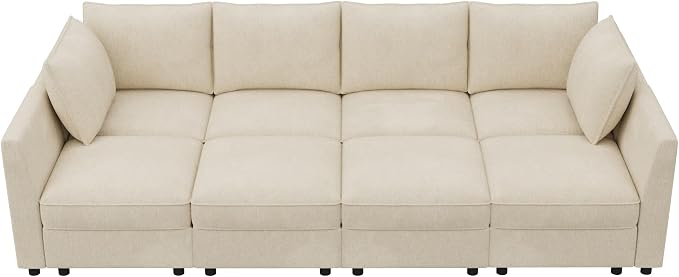 HONBAY Modular Sofa Sectional Sleeper Couch with Storage Seat Reversible Sectional Sleeper Couch Modular Sofa - Beige