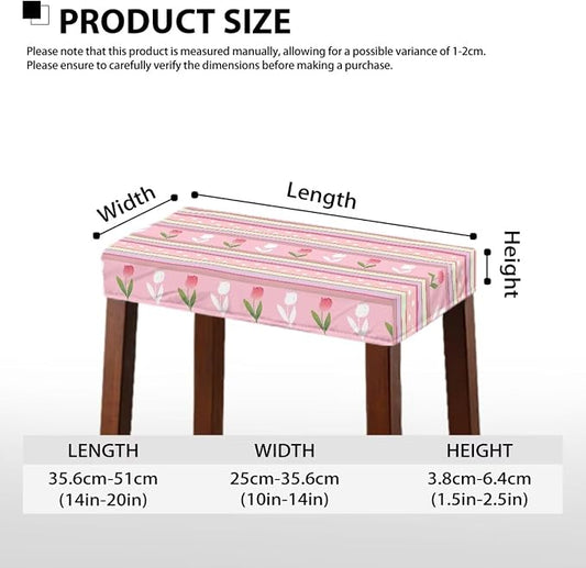 Easter Tulip Bar Stool Covers Rectangle Set of 2 Stretch Barstool Seat Covers Bar Stool Chair Covers Rectangle Removable Bar Stool Seat Covers Bench Covers Slipcover Vanity Chair Cover Pink