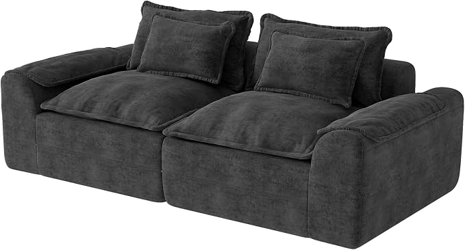 Hobestluk 87" Cloud Sectional Couch Loveseat with Deep Seat 2-Seater with Removable Cover Large Sofa Couch for Living Room (Dark Grey, Loveseat Sofa)