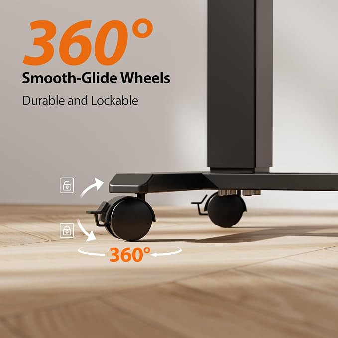 Agilestic Electric Standing Desk, 26 x 16 Inches Height Adjustable Desk, Sit Stand up for Work Office Home, Ergonomic Rising Computer Table with with Wheels, Dark Walnut