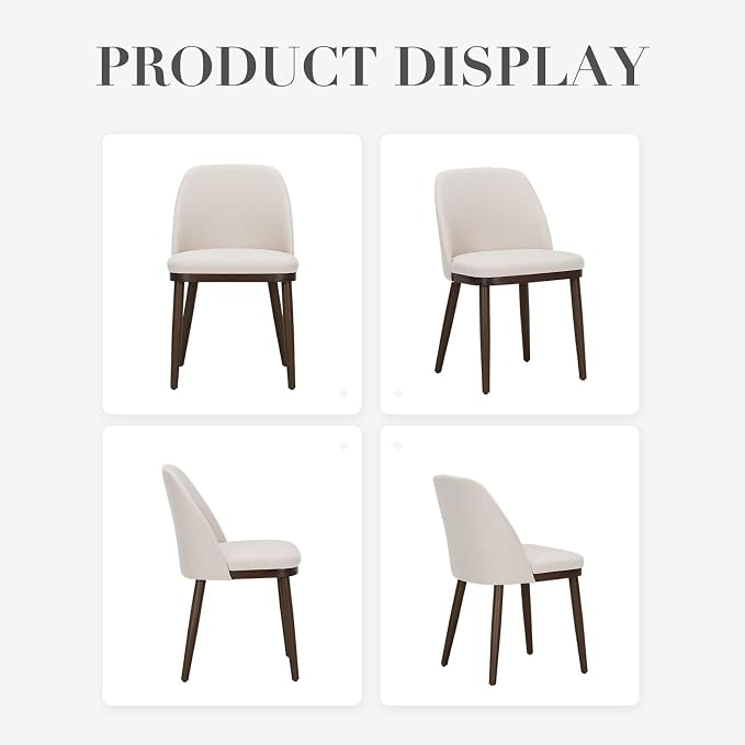 COLAMY Upholstered Dining Chairs Set of 6, Modern Kitchen Chairs with Back, Fabric Side Chair with Wood Legs for Dining Room Kitchen Restaurant, Beige