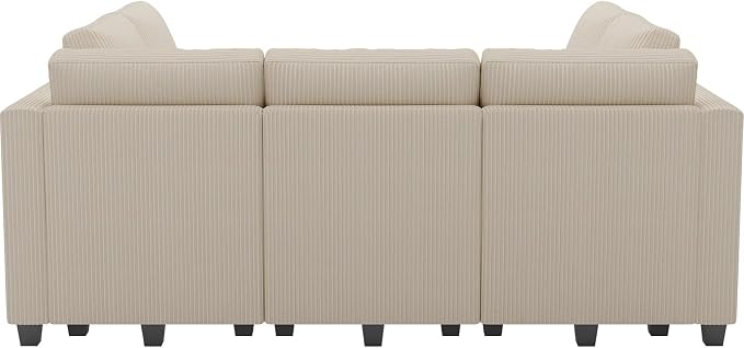 Belffin Corduroy Modular Sectional Sofa 9 Seat Convertible Sectional Sleeper Sofa Bed with Storage Ottomans Modular Sectional Couch Bed for Living Room Beige