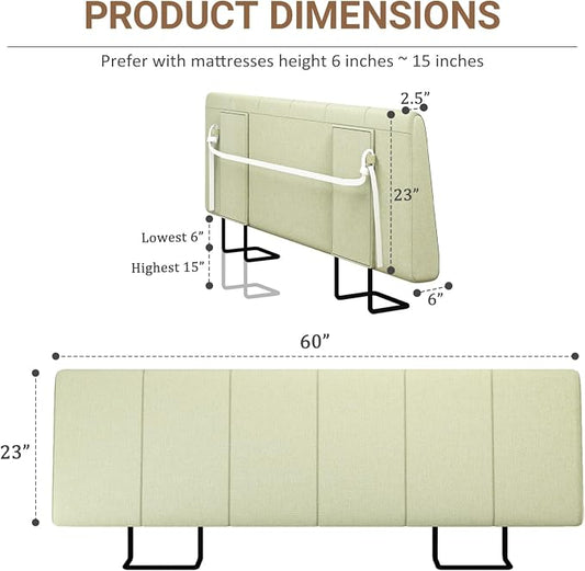 Queen Size Headboard Only-No Assembly Required, Light Warm Green | Easy to use no assembly required, Linen fabric and extra-thick foam for added comfort, Modern style headboard queen size