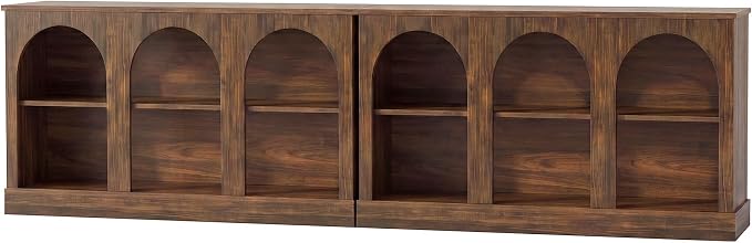 Tribesigns Farmhouse Console Table Set of 2, Extra Long Entryway Table with 3 Tier Storage, Wooden Rectangular Sofa Table Behind The Couch for Entrance, Hallway, Living Room, Dark Brown