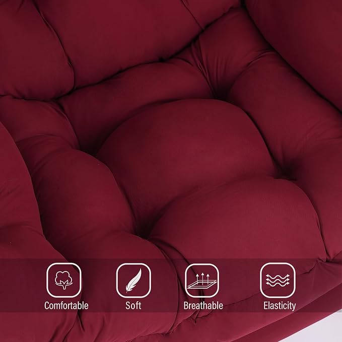 Welnow Lazy Chair for Living Room, Modern Reading Accent Chair with Armrests and a Side Pocket, Leisure Upholstered Lazy Sofa for Small Space, Bedroom, Dorm, Burgundy