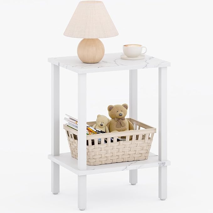 TUTOTAK End Table, Side Table, Nightstand, 2-Tier Storage Shelf, Sofa Side Table for Small Space, Living Room, Bed Room TB01BMW034