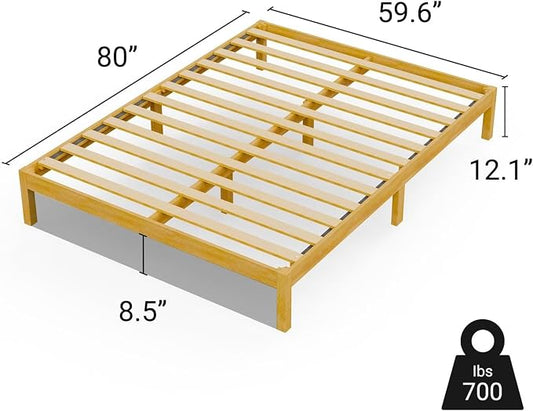 LIFEMENT Classic Wood Platform Bed Frame, Essential, Noise Free, Under Bed Storage, No Box Spring Needed, Easy Assembly (Natural, Queen (U.S. Standard))