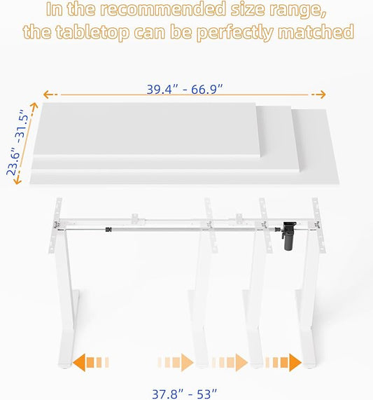 YIHAYO Low Height Adjustable Desk Frame, Lifts 18.1-28.3 Inches, Electric Standing Desk for Short People, DIY Workstation, Computer Table for Home Office (White)