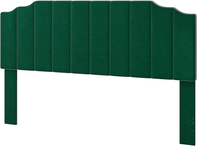 Befurtori King Size Headboard Only, Velvet Wall Mounted Headboard King for Adjustable Bed Modern Upholstered Head Board Easy Assembly, Jade Green
