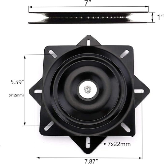 AAGUT 7'' Heavy Duty Bar Stool Swivel Replacement, Square Swivel Mechanism for Recliner Chair, Boat Seat and Furniture, Ball Bearing Seat Swivel Base, Black