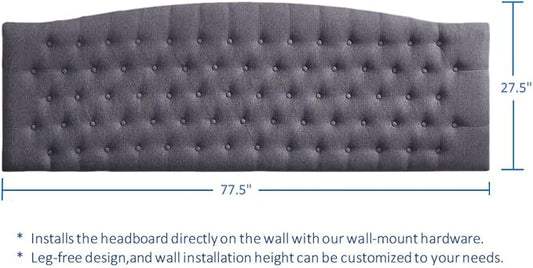 24KF Upholstered Tufted Button Linen Wall Mounted Headboard,Comfortable Fashional Headboard King/CA King Size, 6055-K-Dark Gray