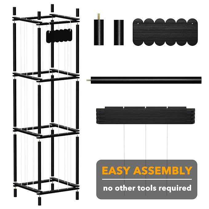 SpaceAid Stuffed Animal Storage Organizer, Wood Animals Zoo Toy Plushies Storage Holder, Large Capacity Plush Toy Cage for Playroom Organization, 15.8" Wide, Black