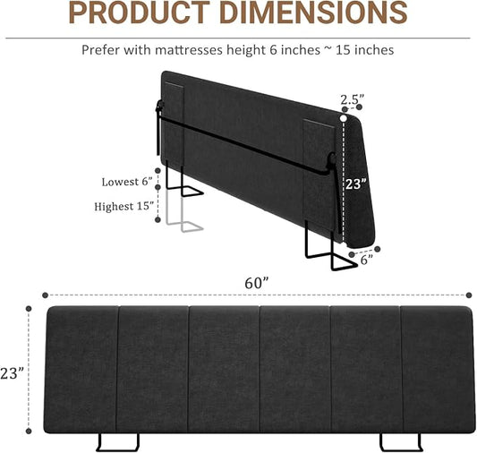 Queen Size Headboard Only-No Assembly, Upholstered Headboard Queen Size Linen Fabric Modern Style Headboards Extra-Thick, Black