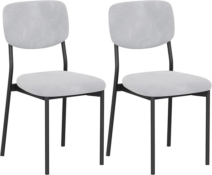 Einhomn Upholstered Dining Chairs Set, Modern Stackable Dining Room Chairs with Soft Velvet Backrest, Kitchen Chairs with Sturdy Metal Legs for Living Room, Restaurant, Set of 2,Light Grey
