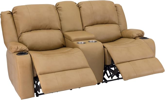 RecPro Charles 70" Powered Double RV Wall Hugger Recliner Sofa | Loveseat | RV Furniture with Upgraded 2023 Fabric (Toffee)